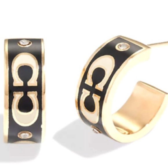 Coach Signature Enamel Huggie
Earrings; Black/Gold after sh Bag included - Picture 1 of 6